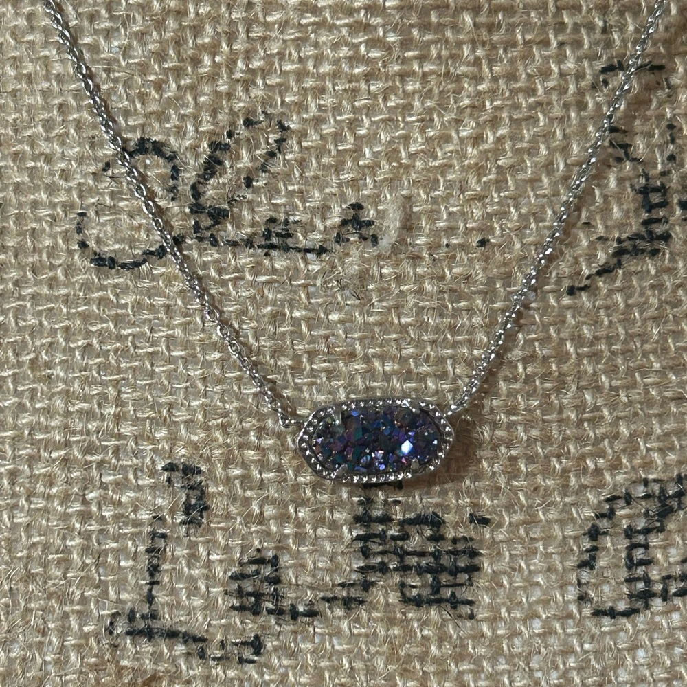 Kendra Scott Iridescent Druzy Bar Necklace in Purple and Blue Tones